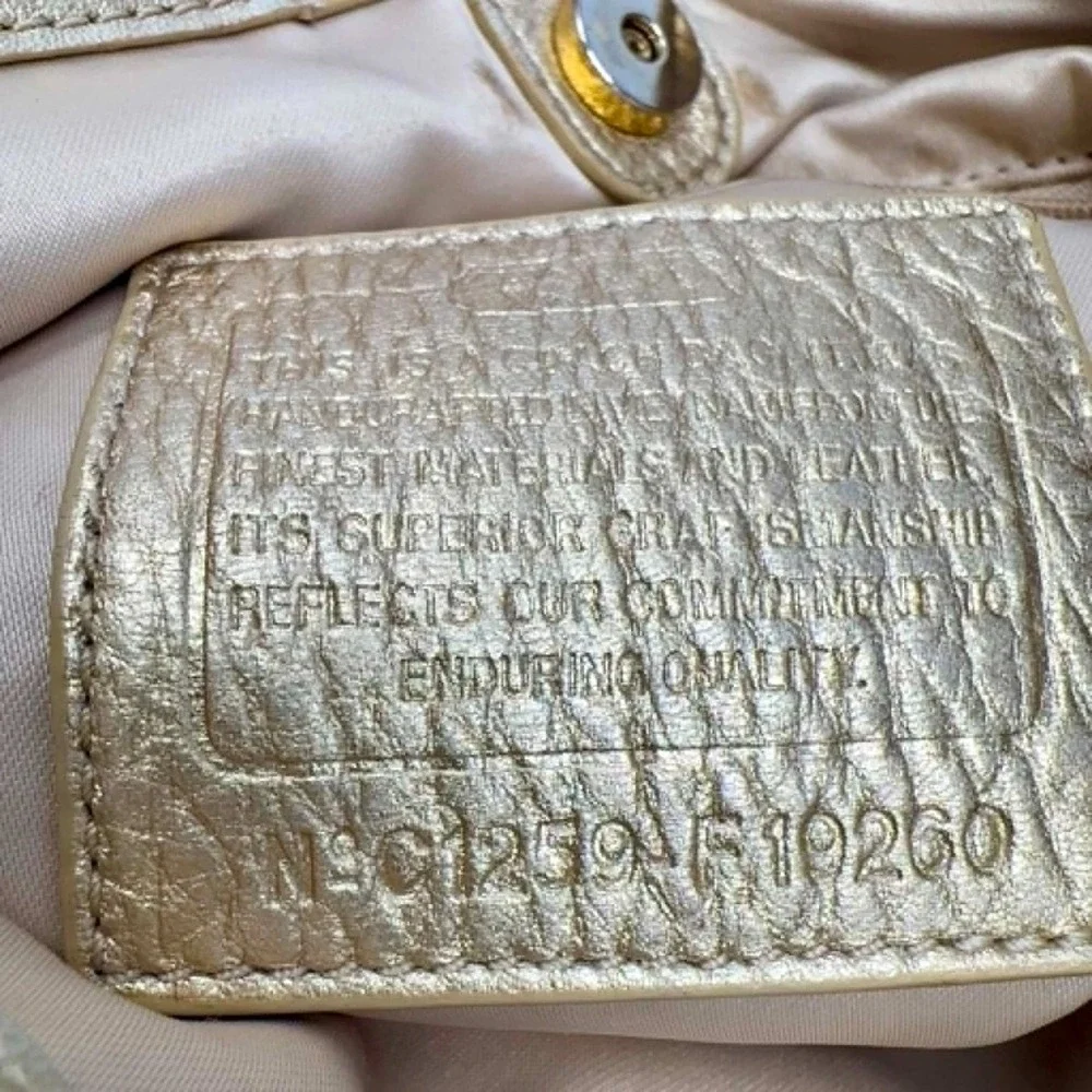 Coach F19260 Signature‎ Lurex Turnlock Crossbody Shoulder Bag Champagne Gold